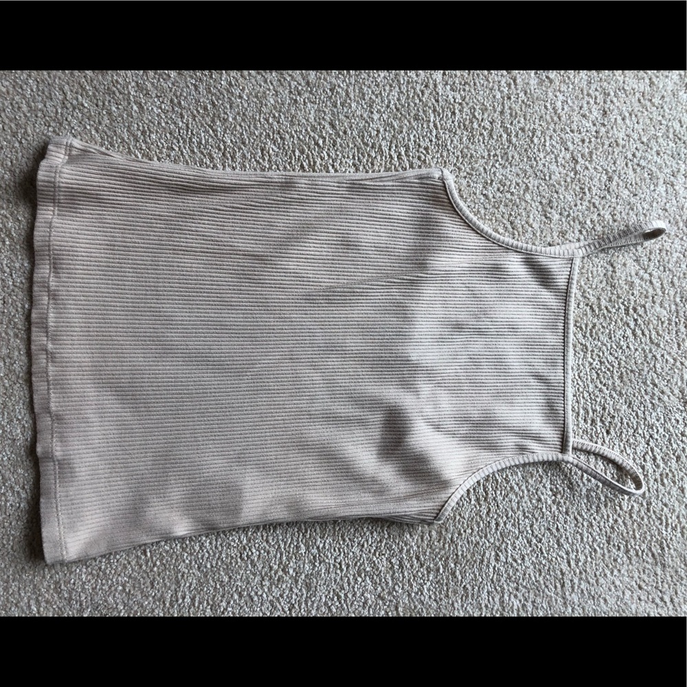 H&M Trend Nude Beige Ribbed Tank Top Size 4 New - Picture 4 of 5